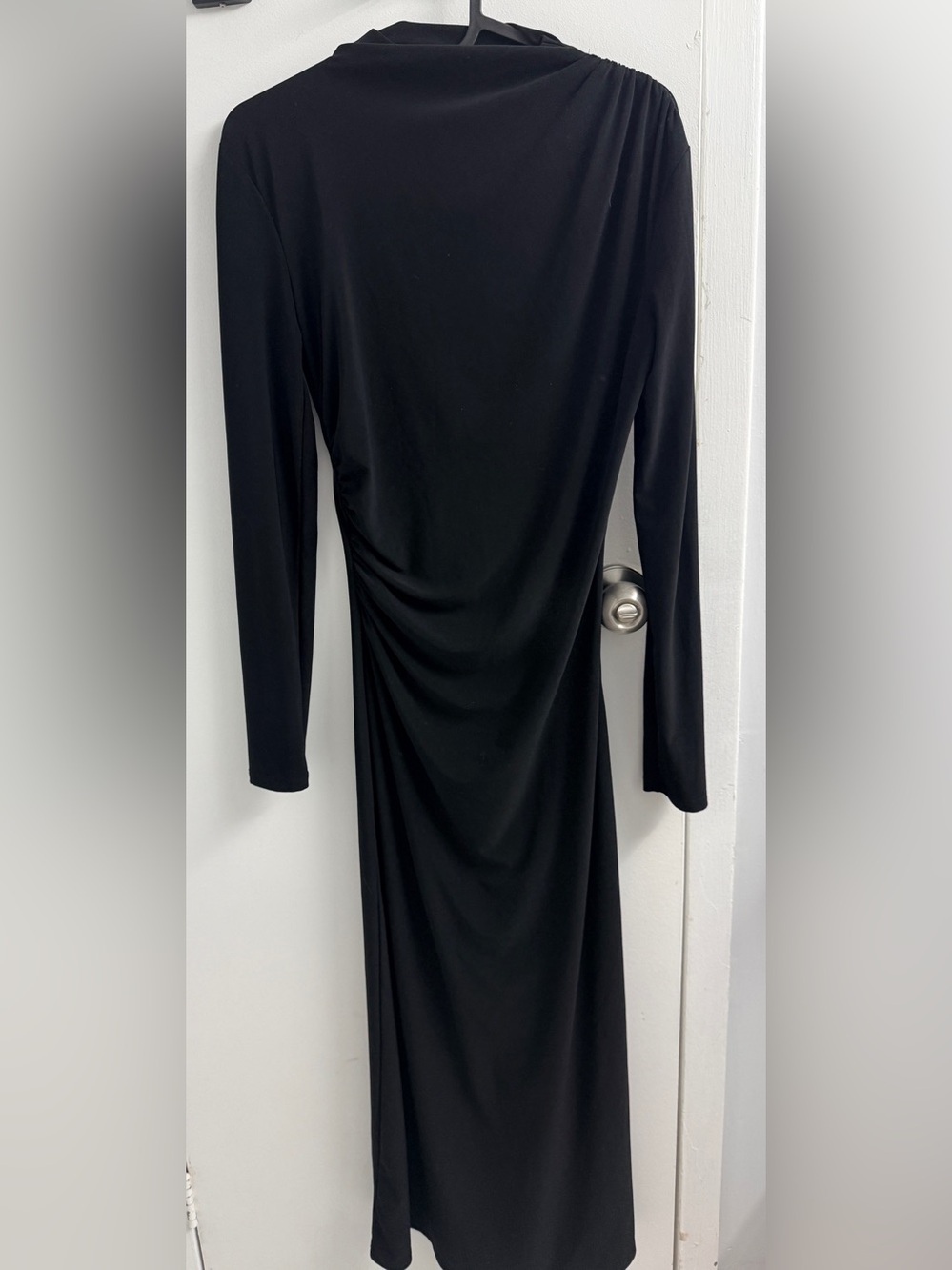Wilfred Aritzia Black Ruched Mock Neck Long Sleeve Dress (Size S)